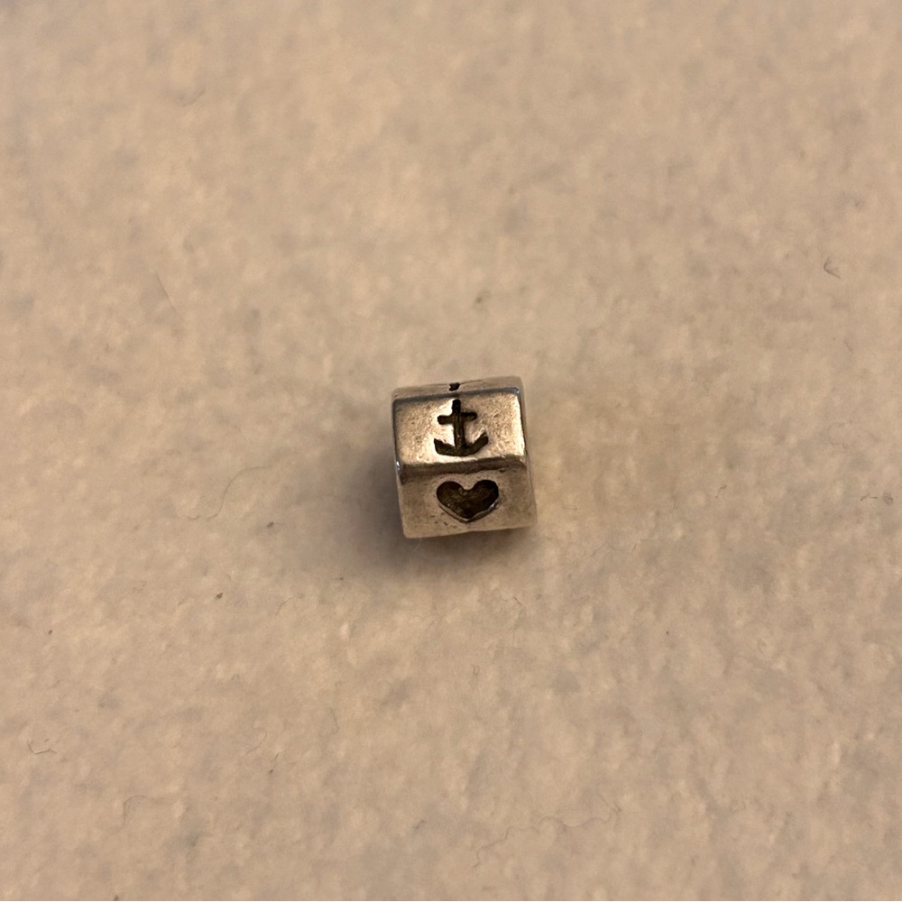 Real Pandora Sterling Silver 925 Charm Bead With Heart Cross Cutouts